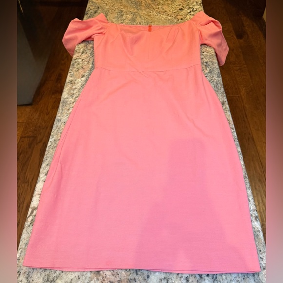 ✨ NWT Trina Turk Pink Puff Sleeve Sheath Dress | Size 6 | $378 Retail ✨.Lined - Picture 7 of 14